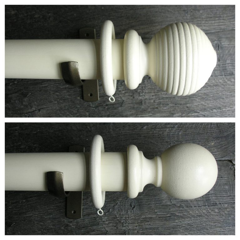 50mm Wooden Curtain Pole Set - Ivory - Tinsmiths