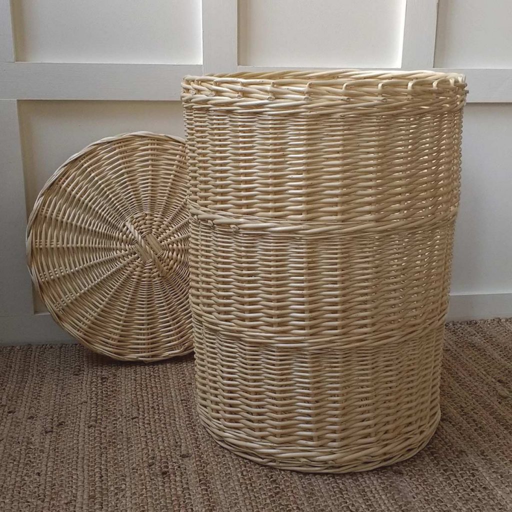 Willow Linen Basket with Lid Tinsmiths