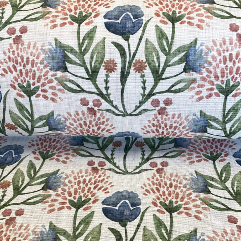 Wild Clover on Ivory - Indigo and Red - Image 3