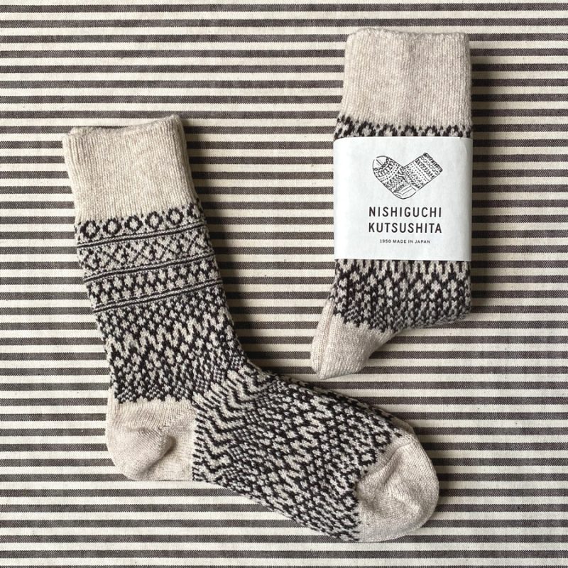 Wool Jacquard Socks Nishiguchi Kutsushita Tinsmiths Ledbury