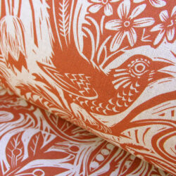 A linen union fabric for curtains and blinds. Designed by artist, Mark Hearld and produced by St. Jude’s.