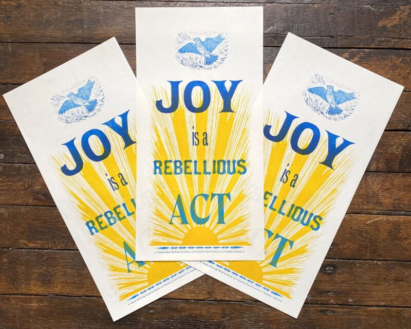 Tamsin Abbott Letterpress Poster Joy Tilley printing Tinsmiths Ledbury