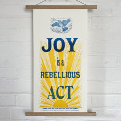 A letterpress poster with words and linocut illustrations by Tamsin Abbott. Printed by Martin Clark and Tamsin at Tilley Printing, Ledbury.