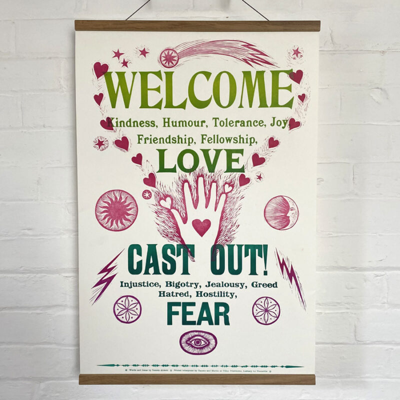 Tamsin Abbott Letterpress Poster Love Tilley Printing Tinsmiths Ledury