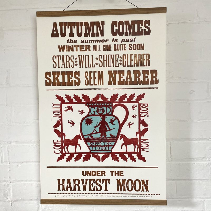 Marion Elliott Letterpress Poster Harvest Moon Tinsmiths Ledbury