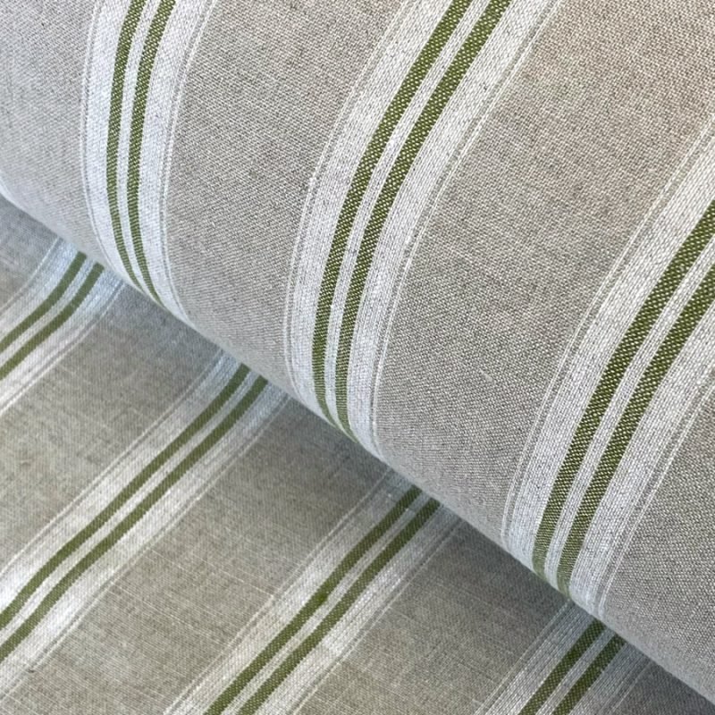 Washed Linen Oland Stripe Grass Green Tinsmiths Ledbury