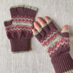 Louise Wedderburn Designs Shetland Mittens Plum Tinsmiths Ledbury