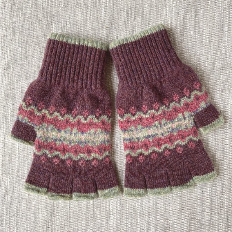 Louise Wedderburn Designs Shetland Mittens Plum Tinsmiths Ledbury