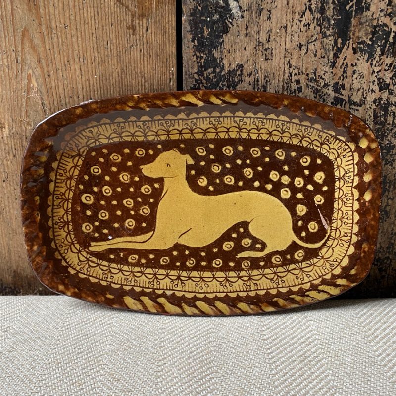 Katie B Morgan Small Slipware Plate Dog Tinsmiths Ledbury