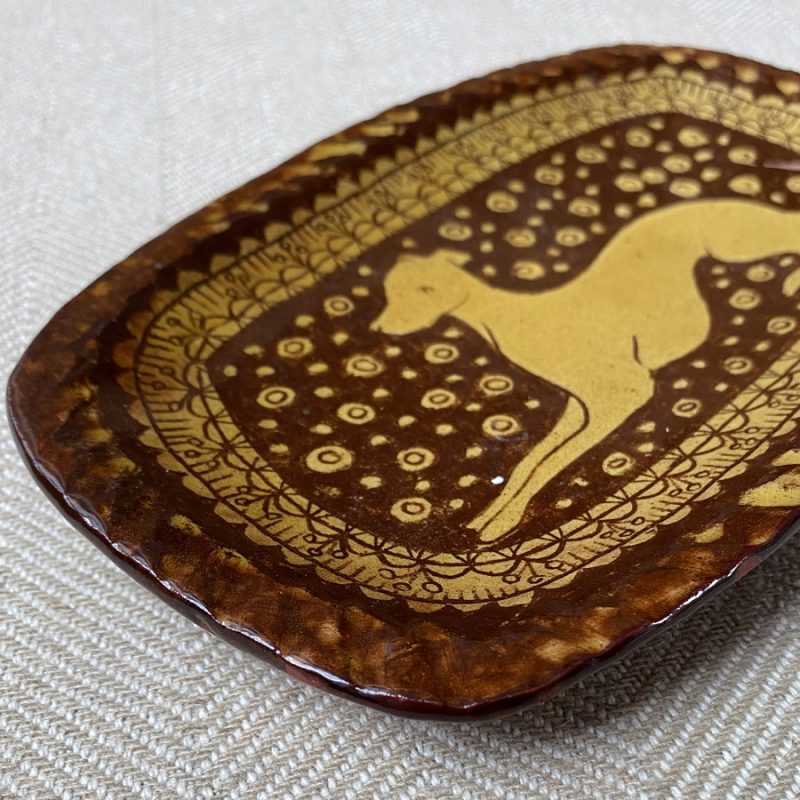 Katie B Morgan Small Slipware Plate Dog Tinsmiths Ledbury