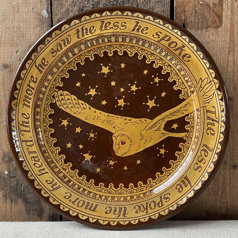 Katie B Morgan Owl Slipware Plate Tinsmiths Ledbury