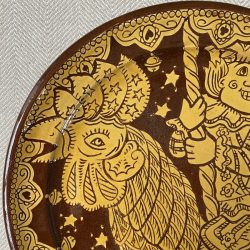 Katie B Morgan Punch on Carousel Slipware Plate Tinsmiths Ledbury