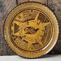 Katie B Morgan Pigeon Slipware Plate Tinsmiths Ledbury