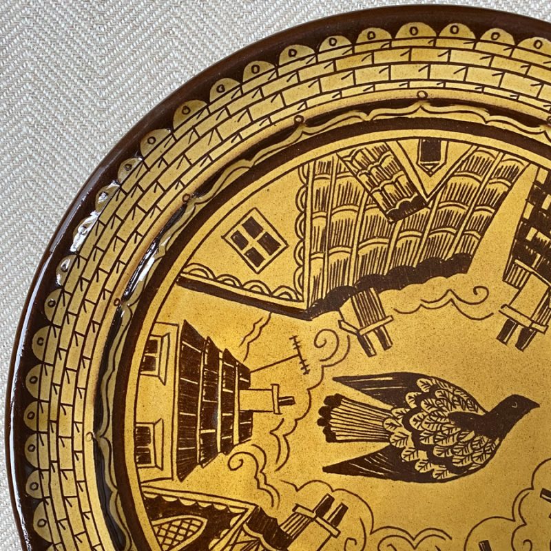 Katie B Morgan Pigeon Slipware Plate Tinsmiths Ledbury