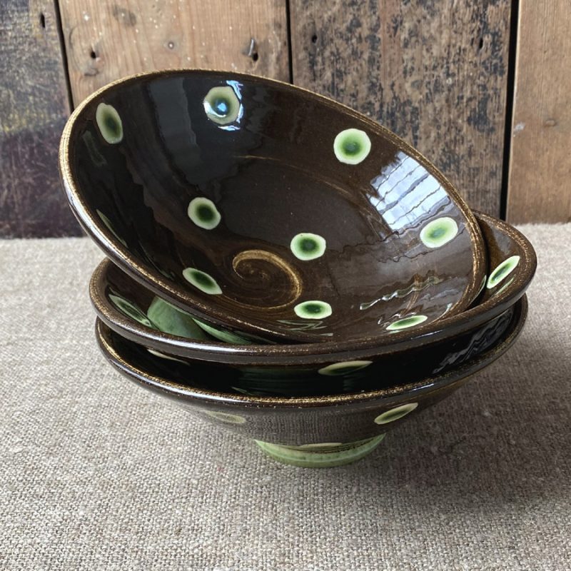 Paul Young Slipware Spotty Black Footed Bowl Tinsmiths Ledbury