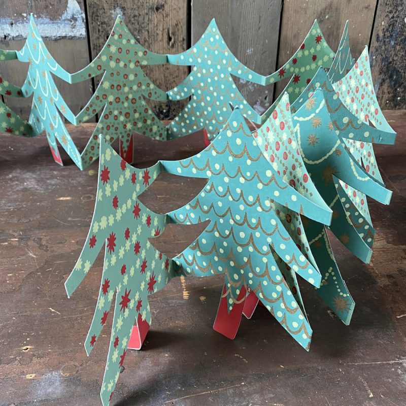 Recycled Paper Concertina Garland Christmas Trees Tinsmiths Ledbury