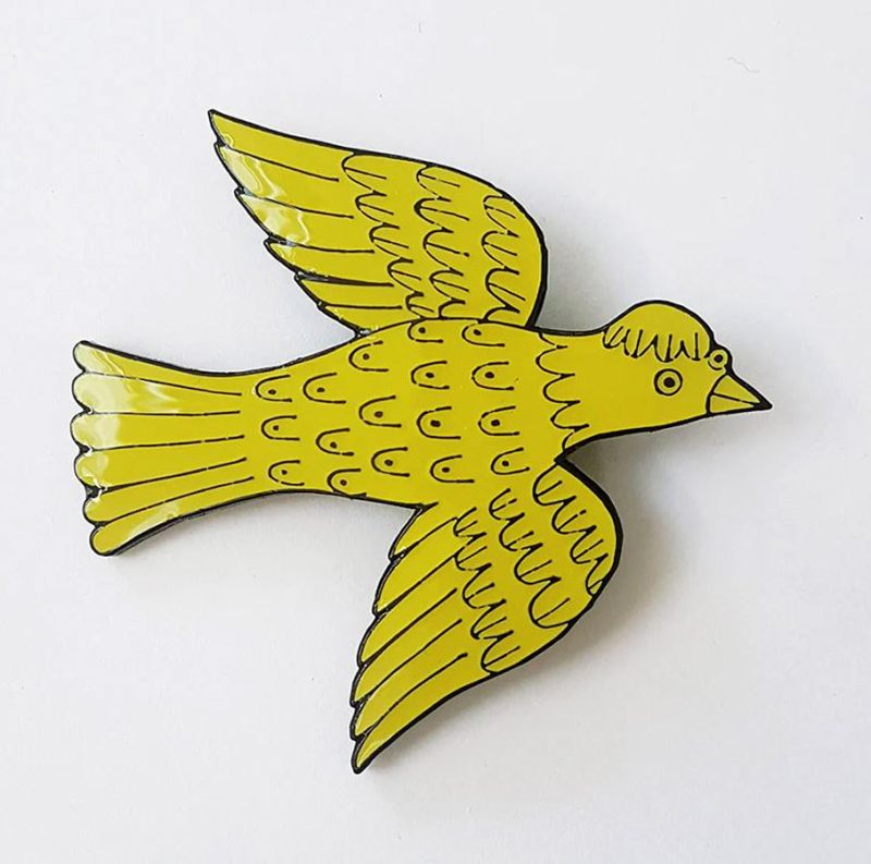 Lush Designs Yellow Bird Pin Badge. Tinsmiths Ledbury