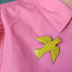 Lush Designs Yellow Bird Pin Badge. Tinsmiths Ledbury