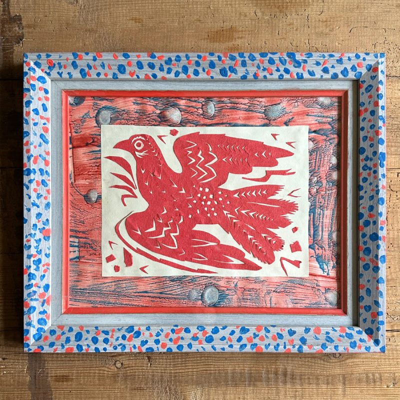 MHFPP1 Mark Hearld Framed Collage Paper Cut Pigeon Tinsmiths