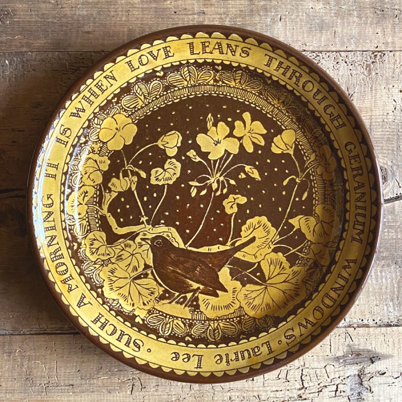 Katie B Morgan Slipware Plate Geranium Windows Tinsmiths Ledbury