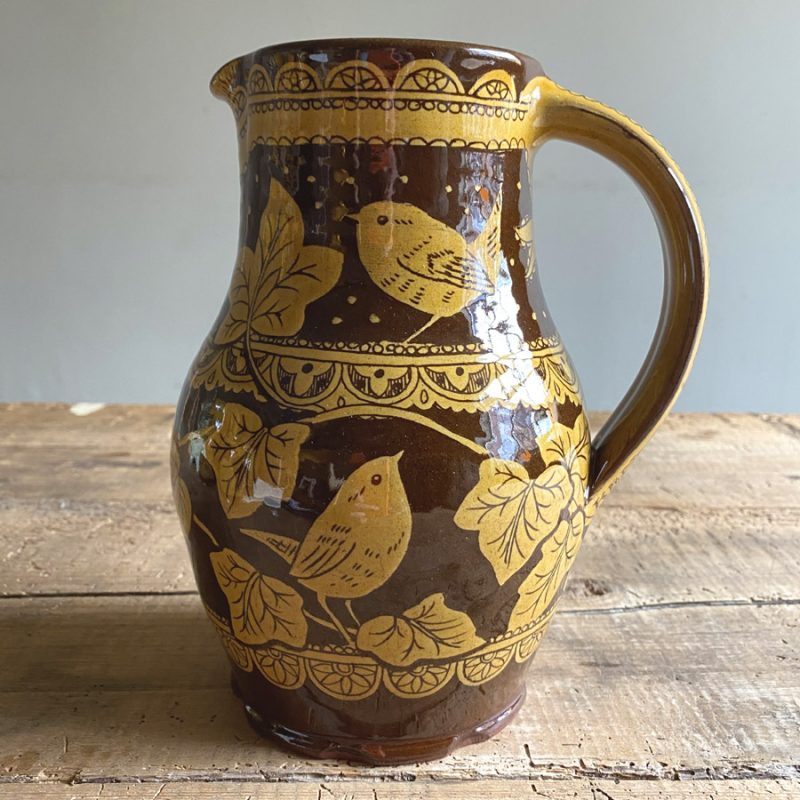 Katie B Morgan Slipware Jug Ivy Green Tinsmiths Ledbury