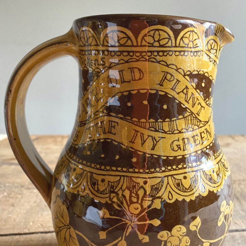 Katie B Morgan Slipware Jug Ivy Green Tinsmiths Ledbury