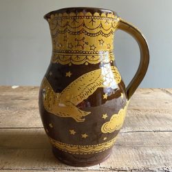 Katie B Morgan Slipware Jug Owl Flight Tinsmiths Ledbury