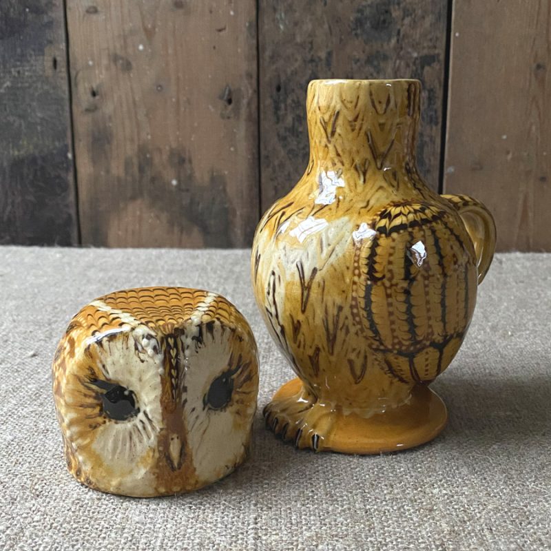 Carole Glover Tawny Owl Jug CAS2 Tinsmiths of Ledbury