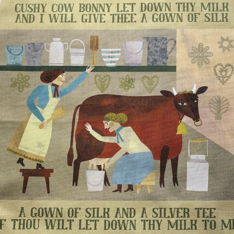 Marion Elliot Tea Towel Cushy Cow Tinsmiths Ledbury.