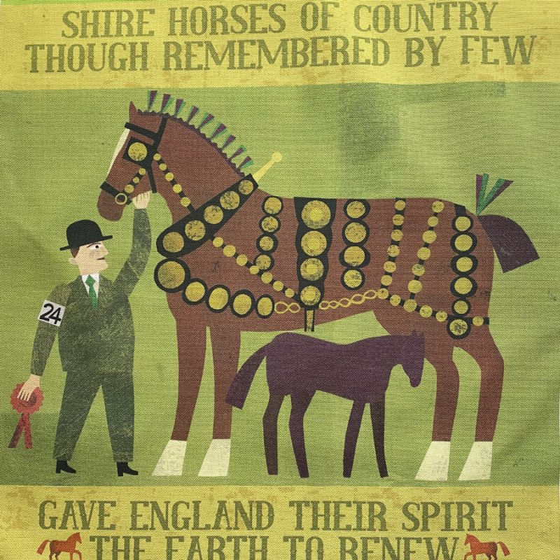 Marion Elliot Tea Towel Shire Horses Tinsmiths Ledbury.