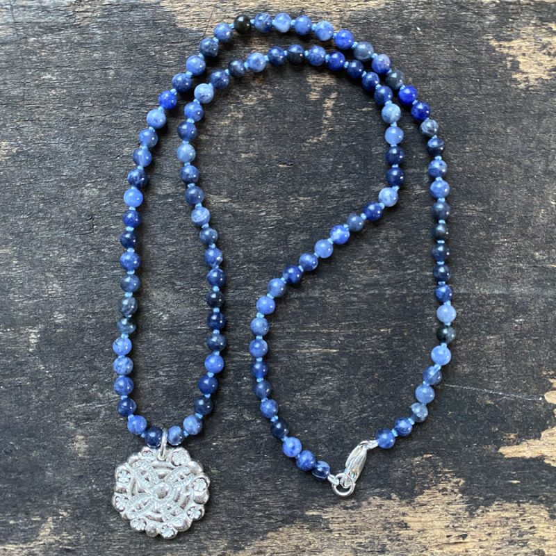 Sodalite Silver Boss Necklace 11/21