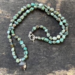 African Turquoise Silver Necklace CDLT 1124